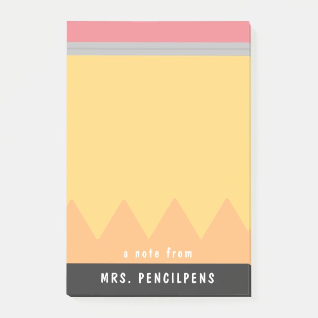 Personalised Teacher Pencil Style Post-it Notes (Front)