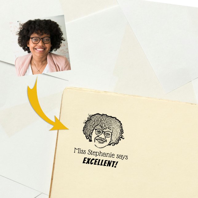 Personalised Teacher Photo and Avaliation Rubber Stamp (Creator Uploaded)