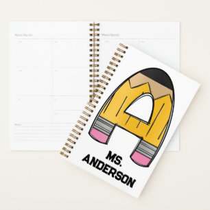 Personalised Teacher Planner – Pencil Initial