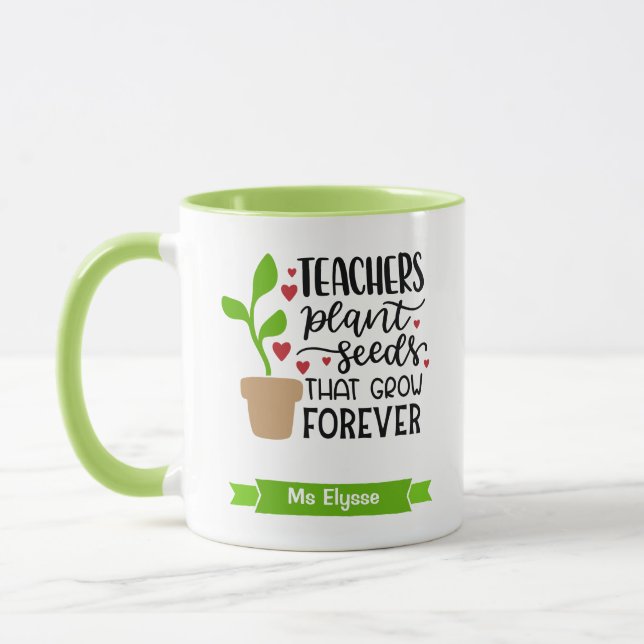 Personalised Teacher Plant Seeds That Grow Forever Mug (Left)