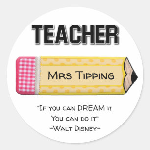 Personalised Teacher Quote Design Classic Round Sticker