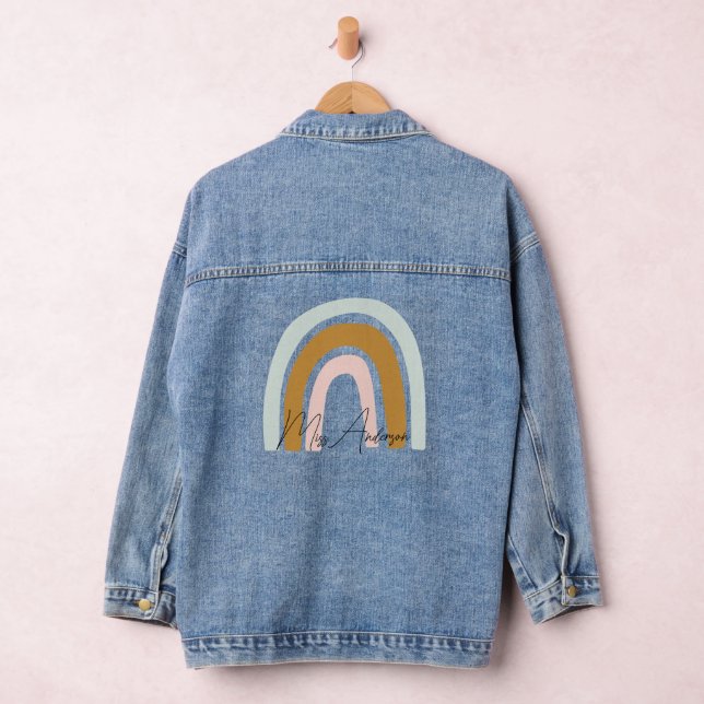 Personalised Teacher Rainbow Denim Jacket (Hangar)
