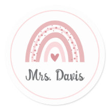 Personalised Teacher Rainbow Name Round Sticker