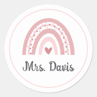 Personalised Teacher Rainbow Name Round Sticker