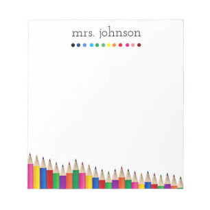 Personalised Teacher Rainbow Pencil Notepad
