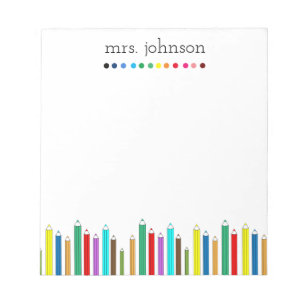 Personalised Teacher Rainbow Pencil Notepad