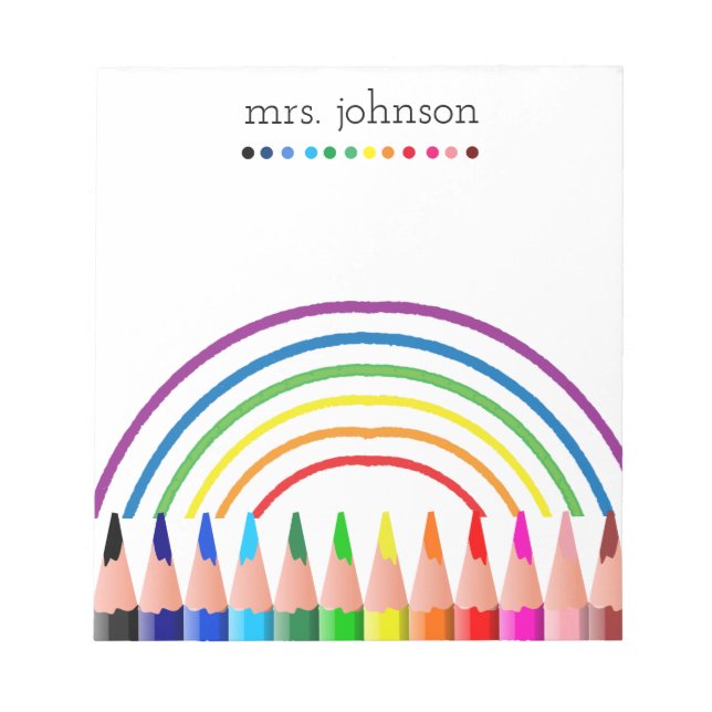 Personalised Teacher Rainbow Pencil Notepad (Front)