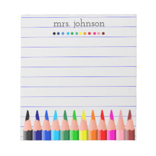 Personalised Teacher Rainbow Pencil Notepad