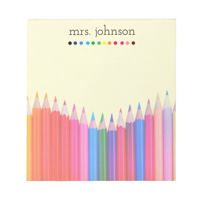 Personalised Teacher Rainbow Pencil Notepad (Front)