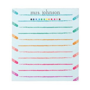 Personalised Teacher Rainbow Pencil Notepad