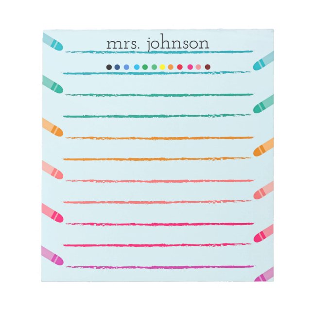 Personalised Teacher Rainbow Pencil Notepad (Front)
