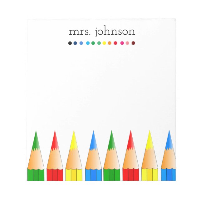 Personalised Teacher Rainbow Pencil Notepad (Front)