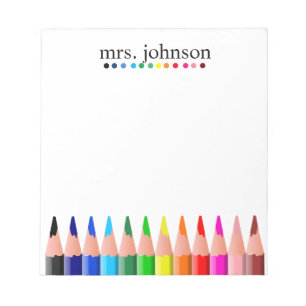 Personalised Teacher Rainbow Pencil Notepad