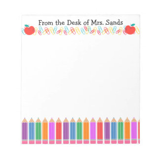 Personalised Teacher Rainbow Pencil Notepad