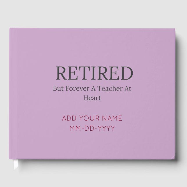 Personalised Teacher Retirement Minimalist Memory  Guest Book (Front)