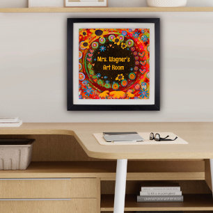 Personalised Teacher’s Room, Colourful Floral Poster