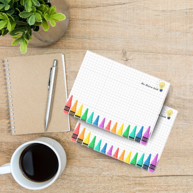 Personalised Teacher Sticky Notes – Colourful Penc (Personalized Teacher Sticky Notes – Colorful Pencil Design)