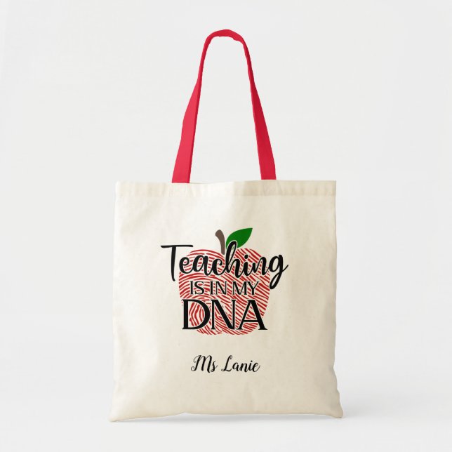 Personalised Teacher (Teaching is in my DNA) Tote Bag (Front)