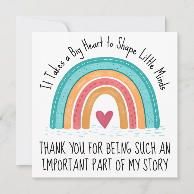 Personalised Teacher Thank You Card Rainbow Design (Front)