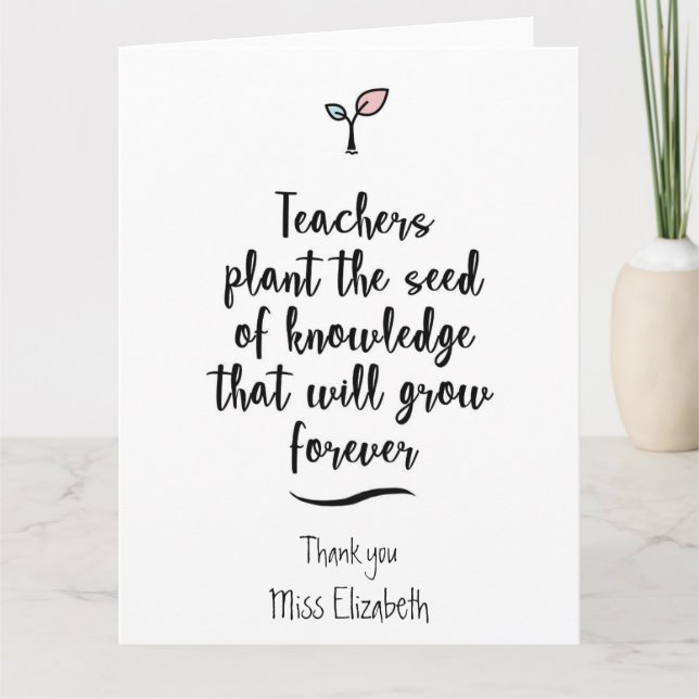 Personalised Teacher 'Thank you' Card with quote (Front)