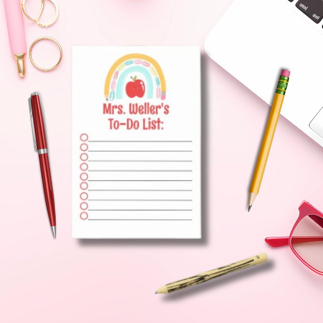 Personalised teacher to-do list rainbow post-it notes (Creator Uploaded)