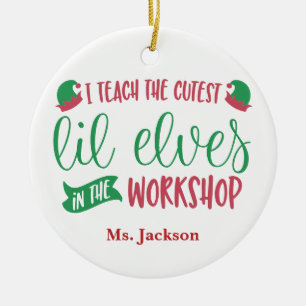 Personalised Teacher to the Cutest Elves Gift Ceramic Ornament