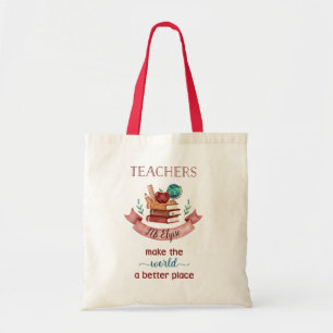 Personalised Teacher Tote Bags (Book & Apple)