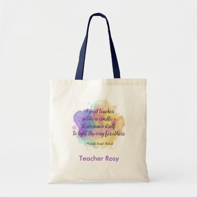 Personalised Teacher Tote Bags (Candle Quote) (Front)