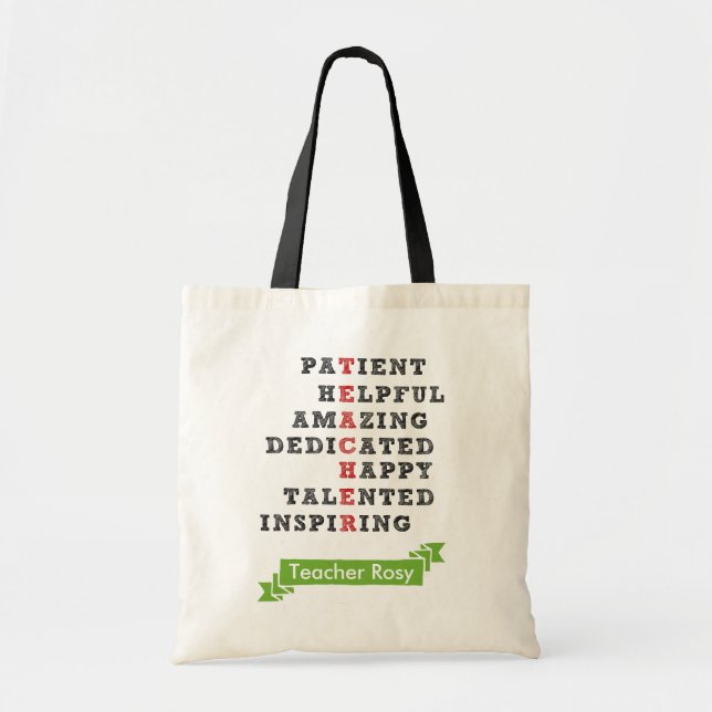 Personalised Teacher Tote Bags (Characteristics) (Front)