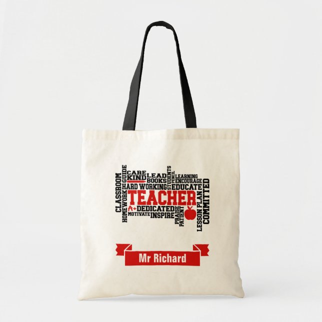Personalised Teacher Tote Bags (Subway Art) (Front)