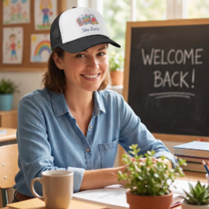 Personalised Teacher Trucker Hat - cute Apple
