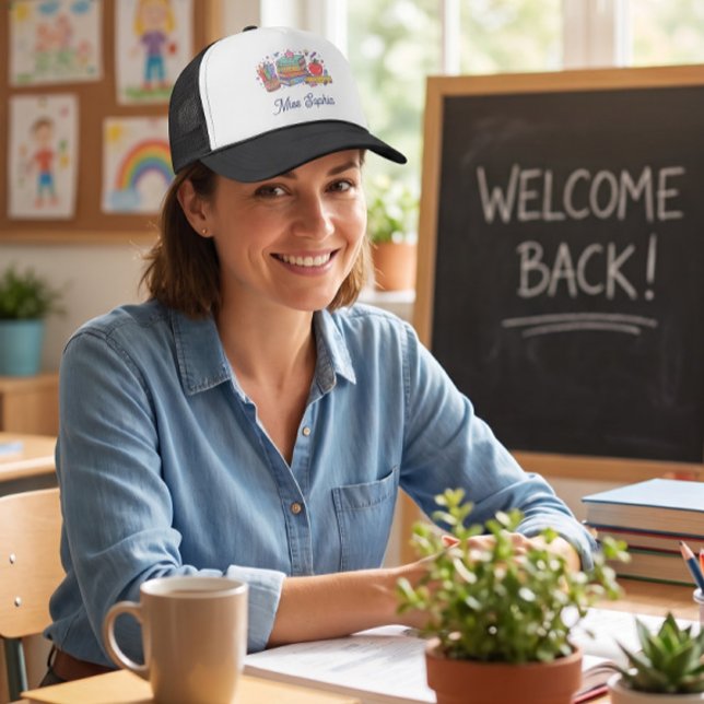 Personalised Teacher Trucker Hat - cute Apple  (Creator Uploaded)