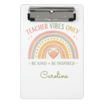 Personalised Teacher Vibes Only Mini Clipboard