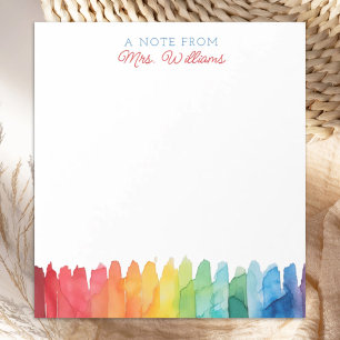 Personalised Teacher Watercolor Rainbow Notepad