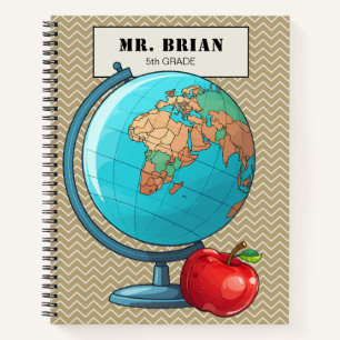 Personalised Teacher World Globe Notebook