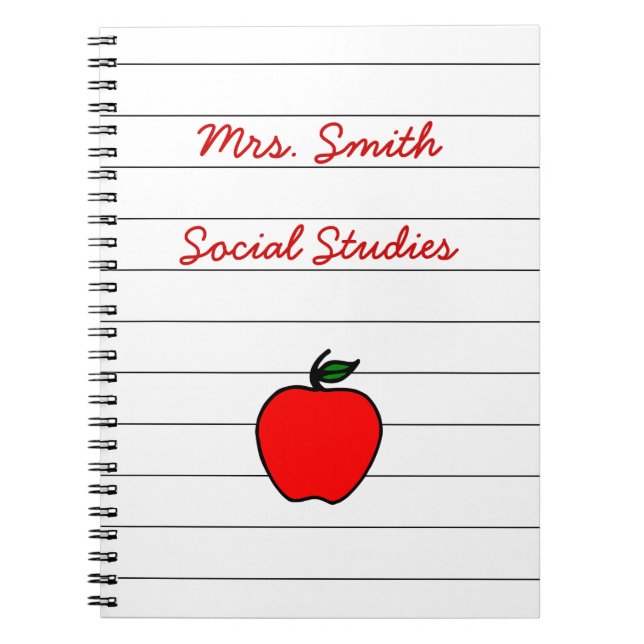 Personalised Teacher's Apple Notebook Gift Present (Front)
