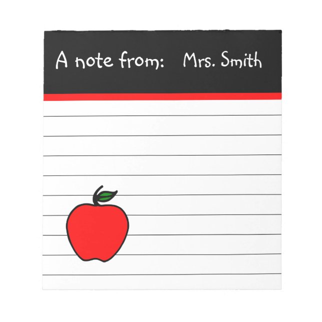 Personalised Teacher's Apple Notepad Gift (Front)