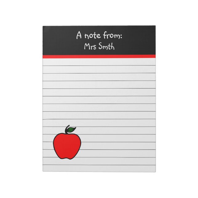 Personalised Teacher's Apple School Gift Notepad (Rotated)
