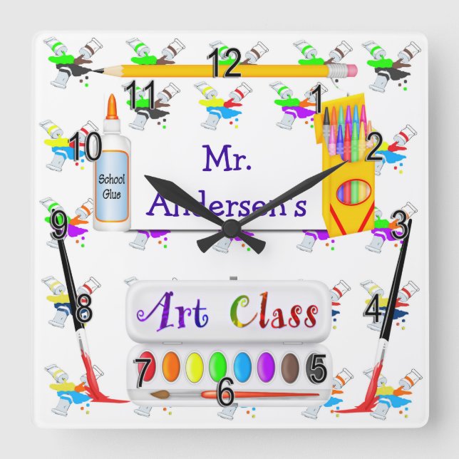 Personalised Teachers Art Class Clock (Front)