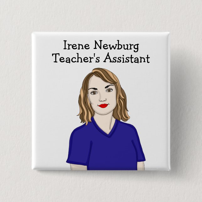 Personalised Teacher's Assistant Identification 15 Cm Square Badge (Front)