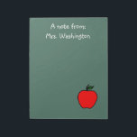 Personalised Teacher's Chalkboard Notepad Gift<br><div class="desc">An apple adds retro style to this notepad.   Personalise this notepad by changing the name,  font size,  style,  etc...  Use this notepad for notes,  notes home,  in a classroom,  school,  etc... This cute notepad is great for men,  women,  teachers,  etc... The design is from original art.</div>