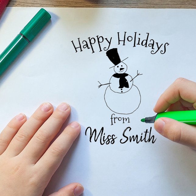 Personalised Teachers Christmas snowman Rubber Stamp (Creator Uploaded)