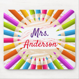 Personalised Teacher's Colourful Pencils Mouse Pad