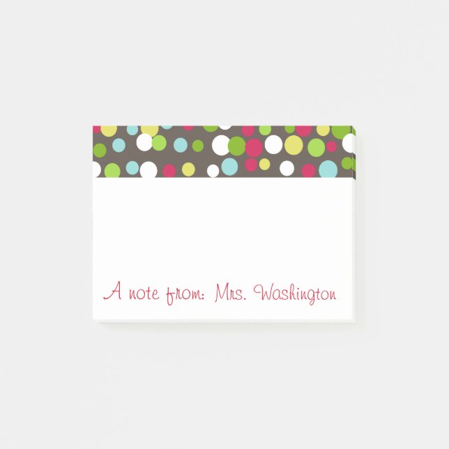 Personalised Teacher's Dots Post It Notes Gift (Front)
