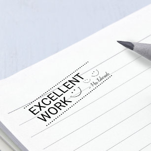 Personalised Teachers Excellent Work Rubber Stamp