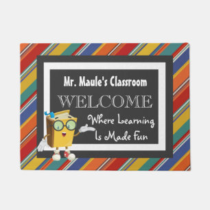 Personalised Teachers Fun Stripes Welcome Doormat