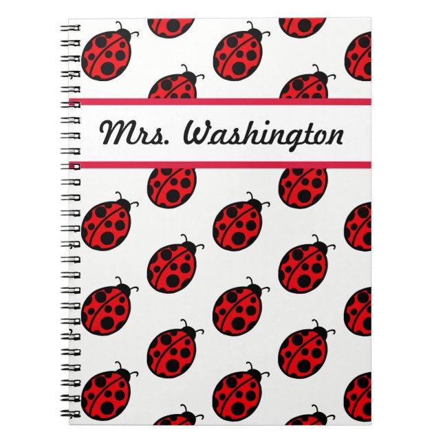 Personalised Teacher's Ladybug Class Notebook Gift (Front)