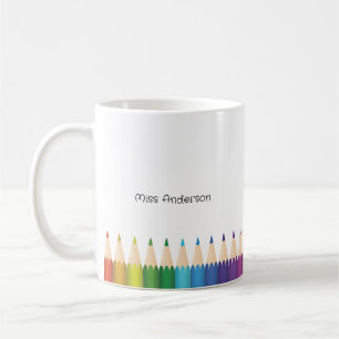 Personalised Teacher's Name Colourful Pencils Coffee Mug