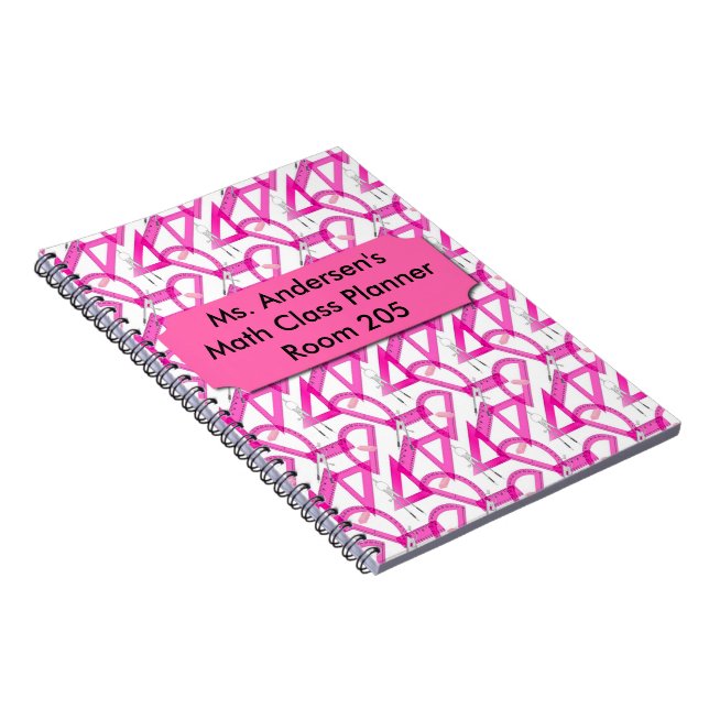 Personalised Teachers Pink Math Tools Notebook (Right Side)