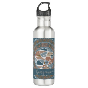 Personalised Teal and Gold Abstract Accent Mandala 710 Ml Water Bottle